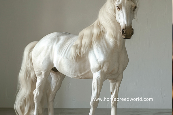 long haired white horse